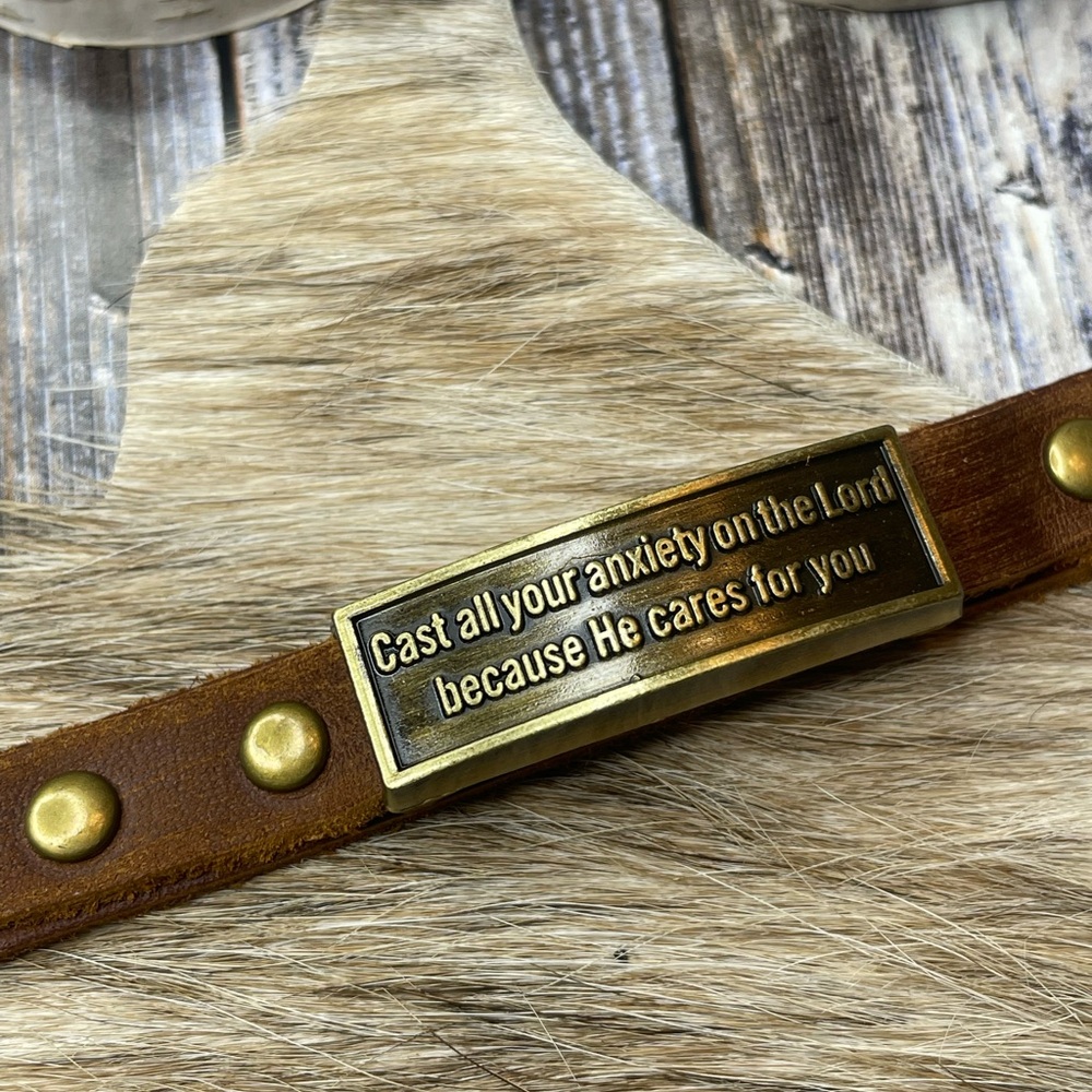 Leather Wristlet: Cast All Your Anxiety on the Lord because He cares for you